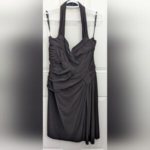 Joseph Ribkoff Black Halter Ruched Cocktail Gown